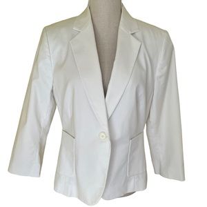 Allegory White Cotton Pique One Button Blazer 8